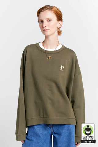 Embroidered Runaway Girl Organic Cotton Crewneck Sweatshirt