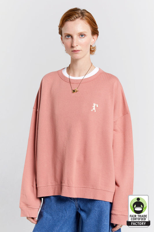 Embroidered Runaway Girl Organic Cotton Crewneck Sweatshirt