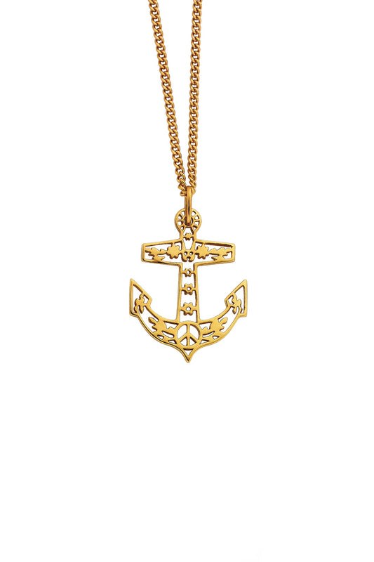 Filigree Anchor Pendant Gold