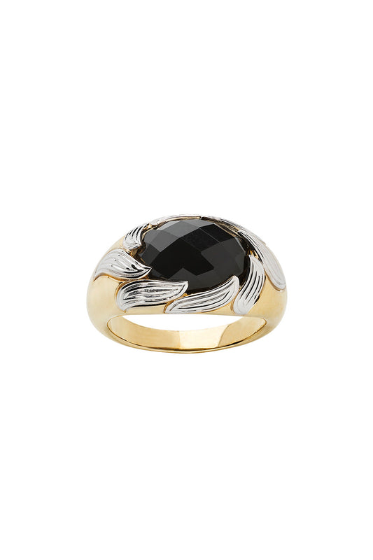 Flame Cocktail Ring Gold & Onyx