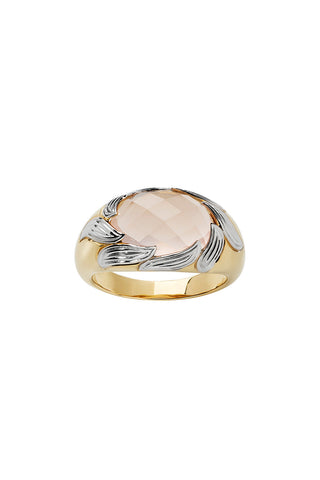 Flame Cocktail Ring Gold & Rose Quartz