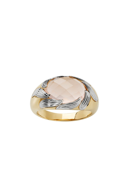 Flame Cocktail Ring Gold & Rose Quartz