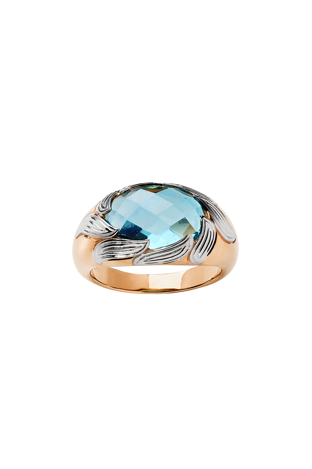 Flame Cocktail Ring Rose Gold & Blue Topaz