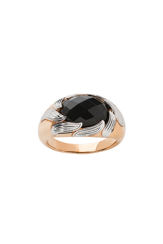 Flame Cocktail Ring Rose Gold & Onyx