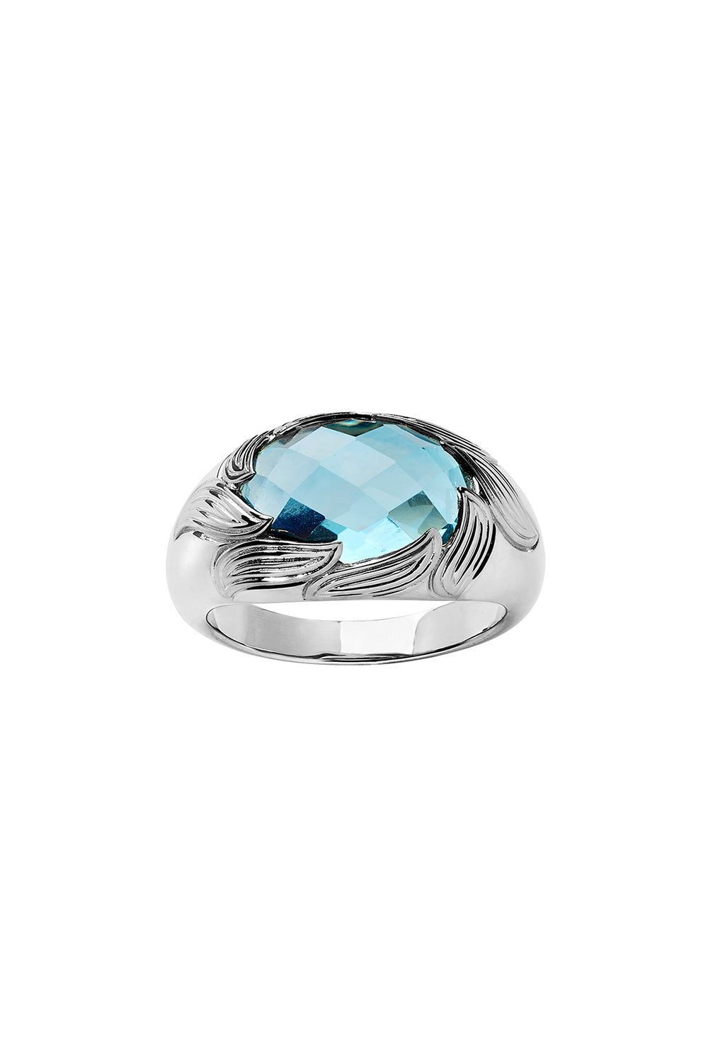 Flame Cocktail Ring Silver & Blue Topaz