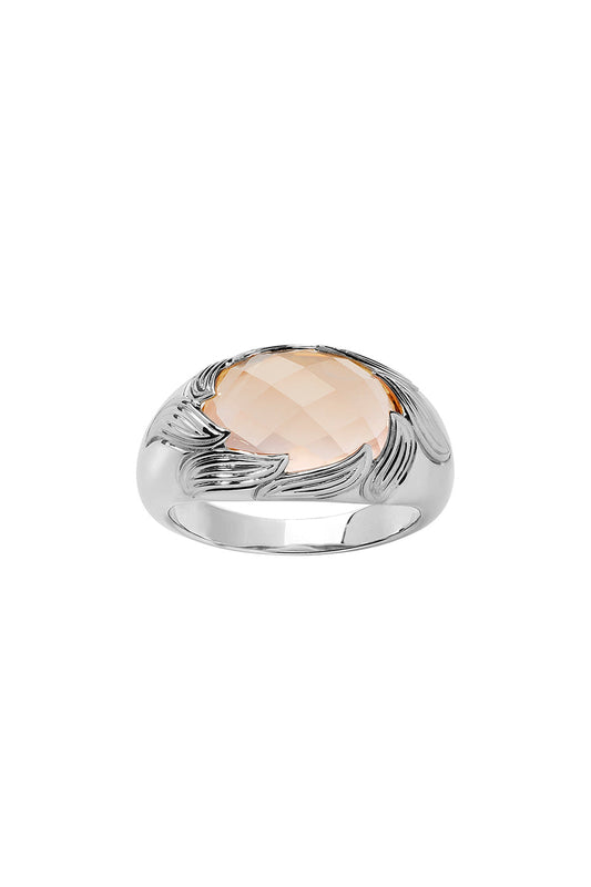 Flame Cocktail Ring Silver & Rose Quartz