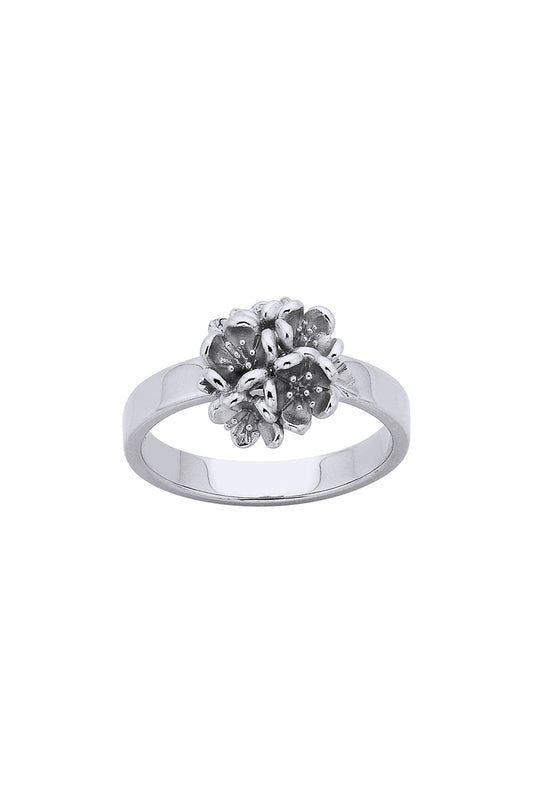 Flower Ball Ring Silver