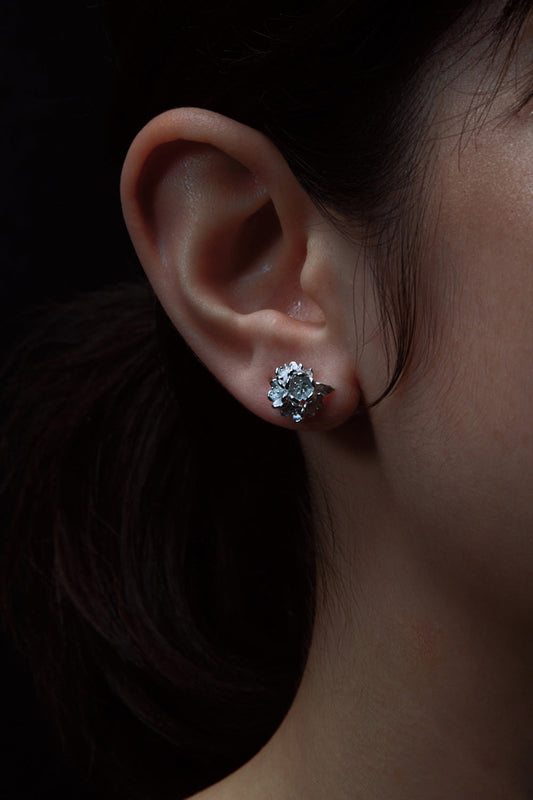 Flower Ball Studs Silver