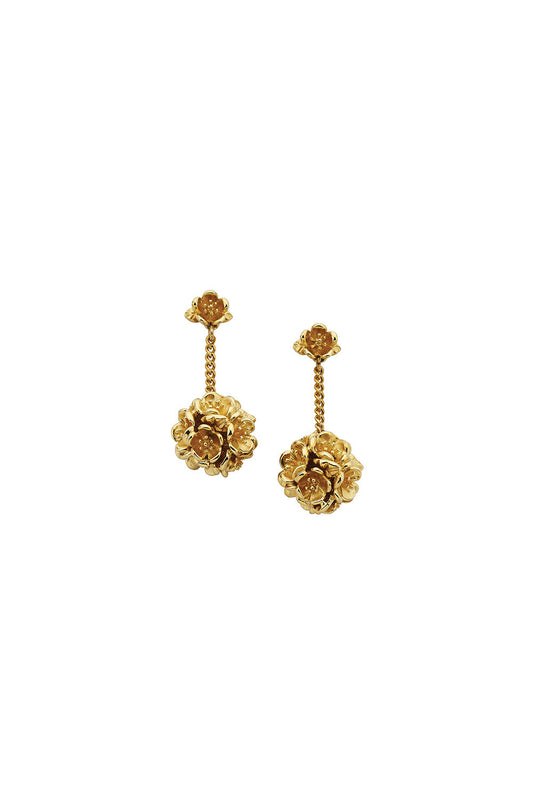 Flower Ball Thread Earrings Gold