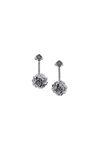 Flower Ball Thread Earrings Silver