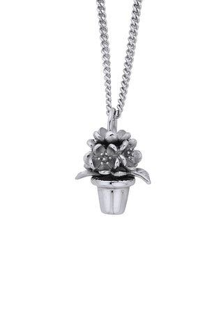 Flower Pot Pendant Silver