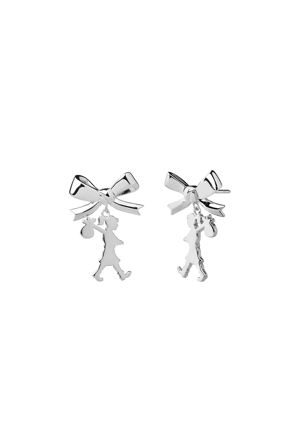 Girl with the Bow Earrings Silver