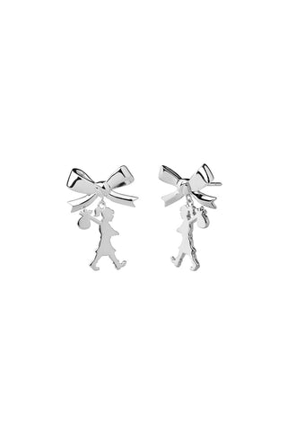 Girl with the Bow Earrings Silver