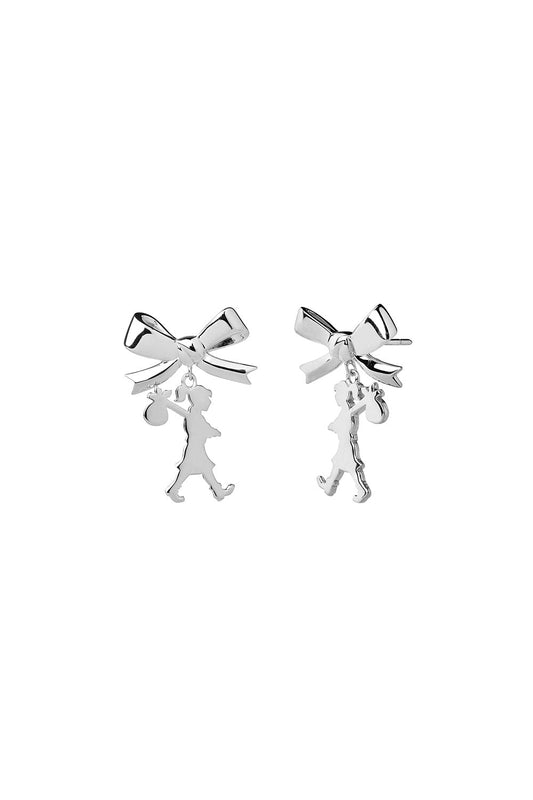 Girl with the Bow Earrings Silver