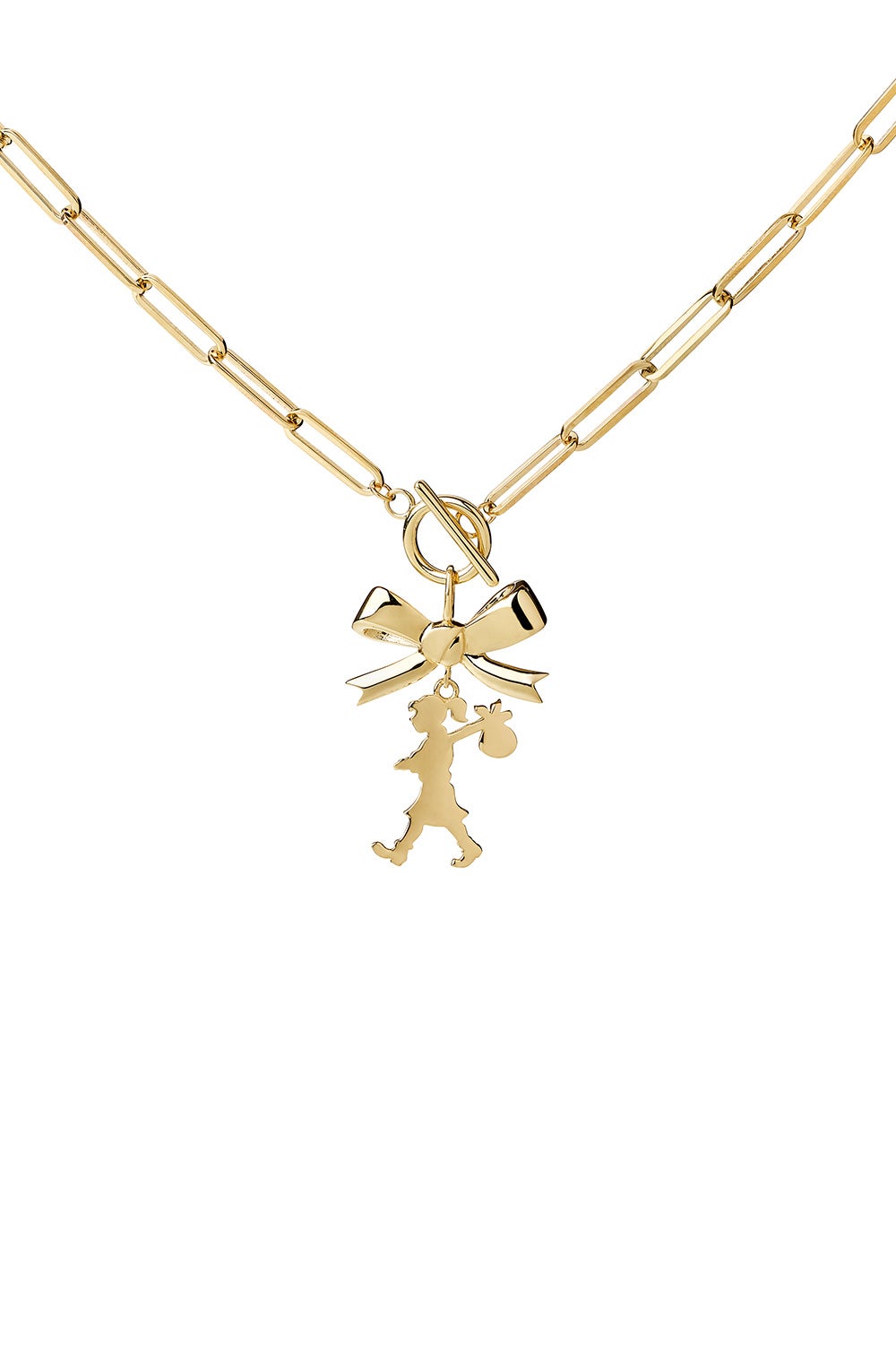 Girl with the Bow Necklace Gold