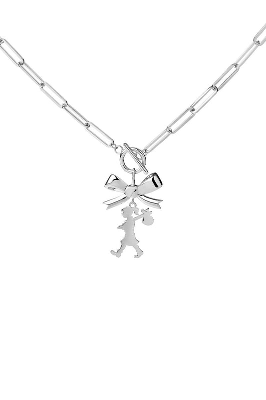 Girl with the Bow Necklace Silver