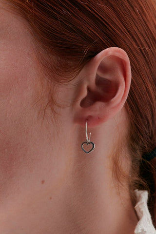 Heart Hoop Earrings Silver