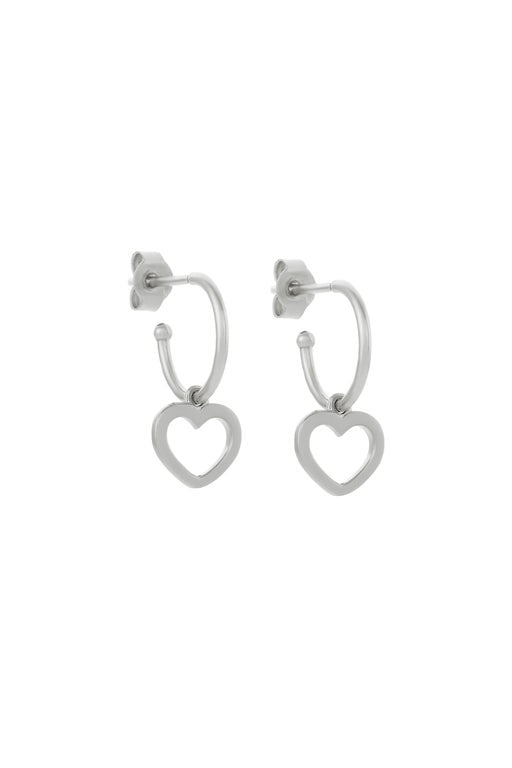 Heart Hoop Earrings Silver