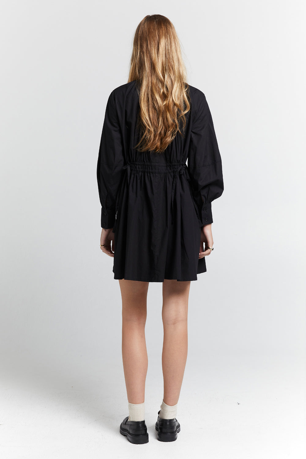 Hiruma Organic Cotton Mini Shirt Dress Black