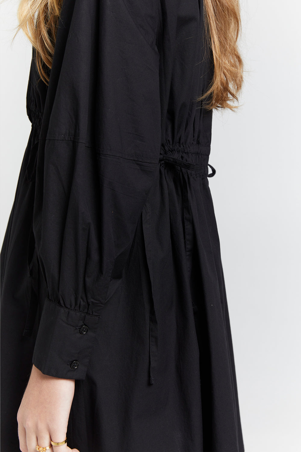 Hiruma Organic Cotton Mini Shirt Dress Black