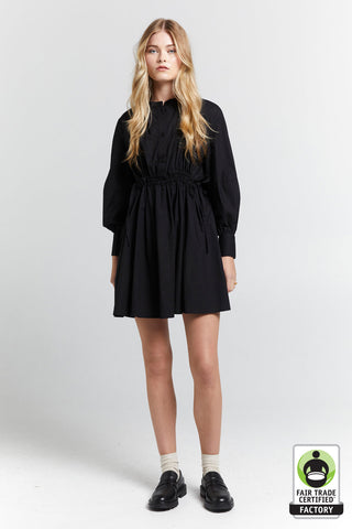 Hiruma Organic Cotton Mini Shirt Dress Black