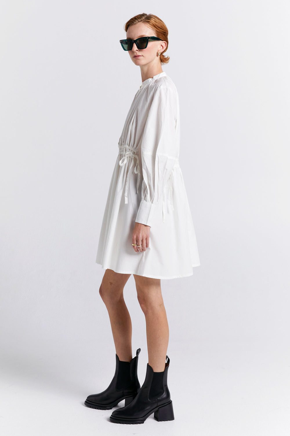 Hiruma Organic Cotton Mini Shirt Dress Off-White