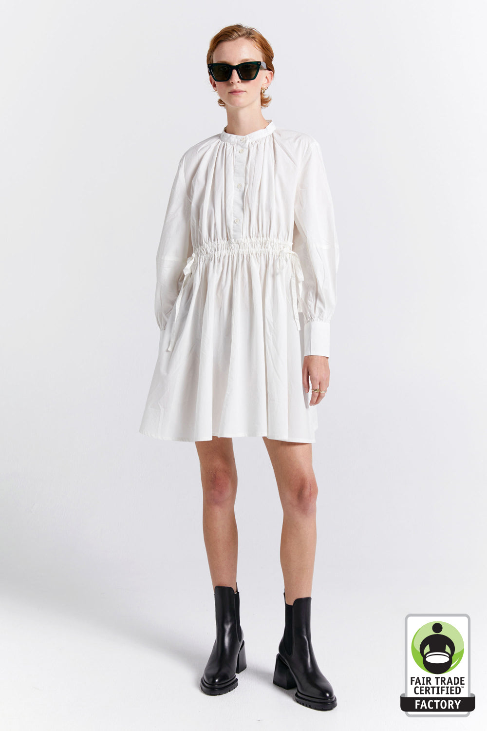 Hiruma Organic Cotton Mini Shirt Dress Off-White