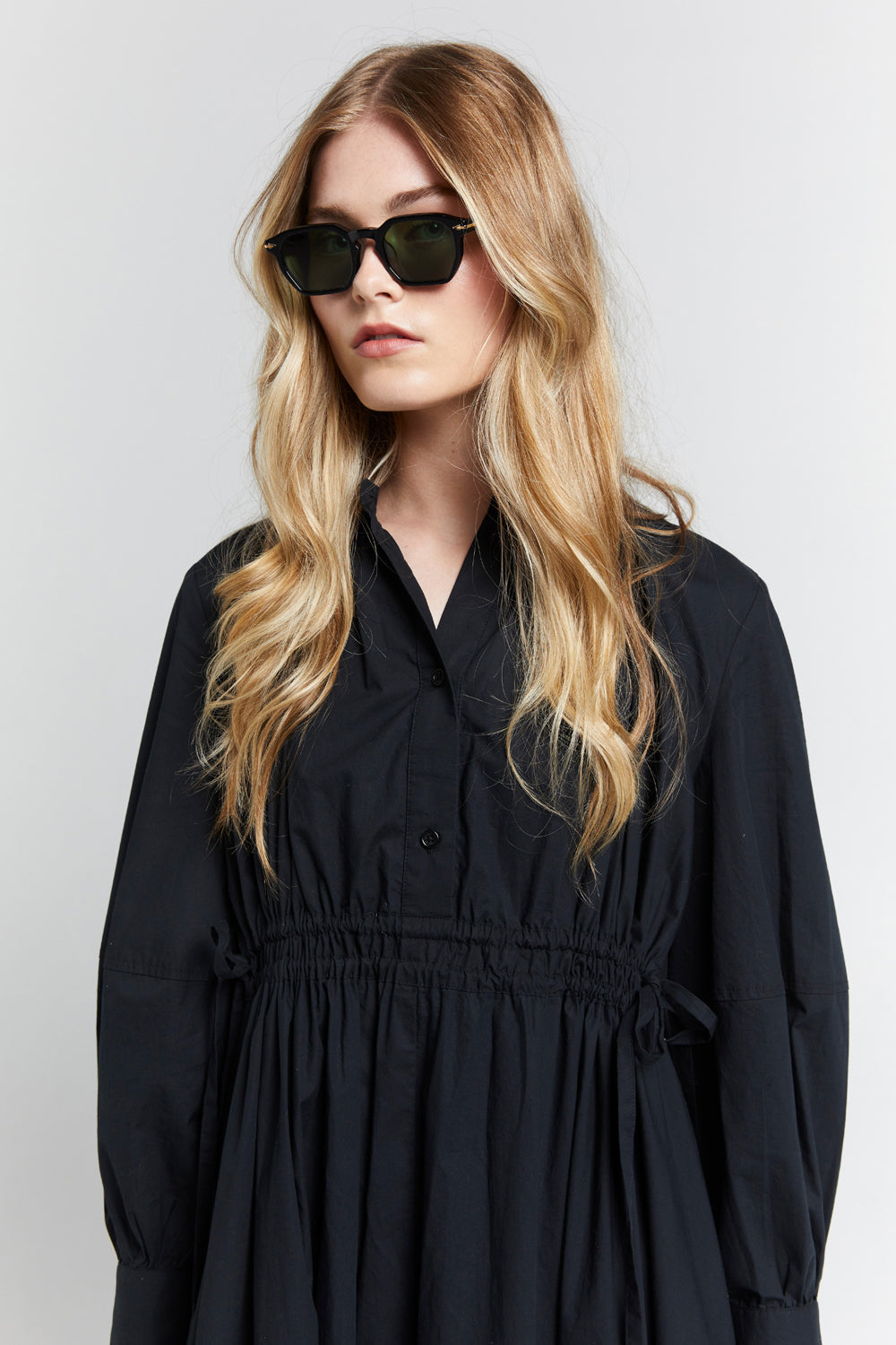 Hiruma Organic Cotton Shirt Dress Black