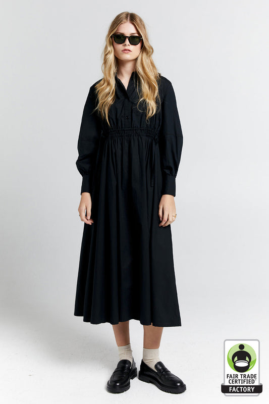 Hiruma Organic Cotton Shirt Dress Black