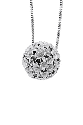 Large Flower Ball Pendant Silver