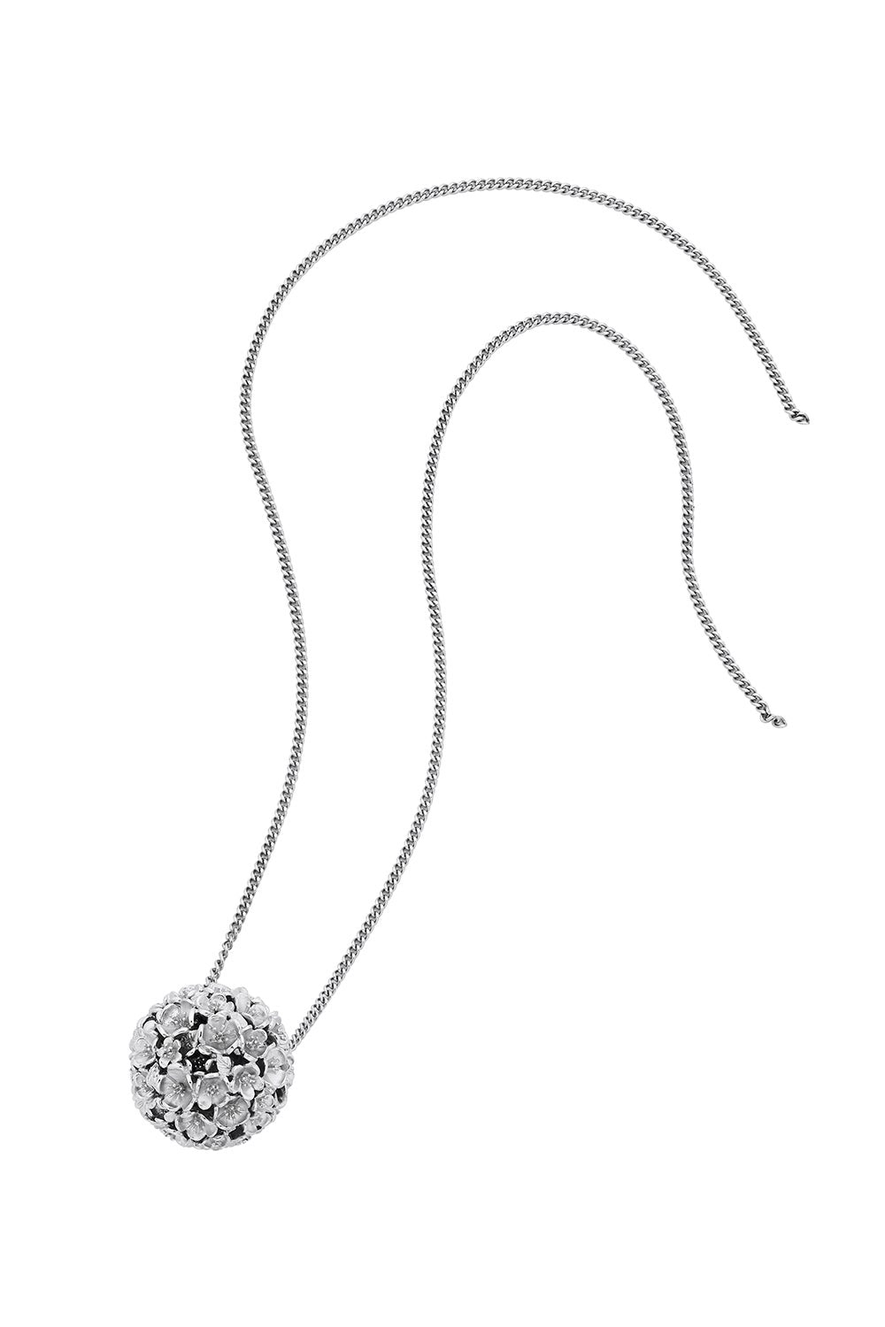 Large Flower Ball Pendant Silver