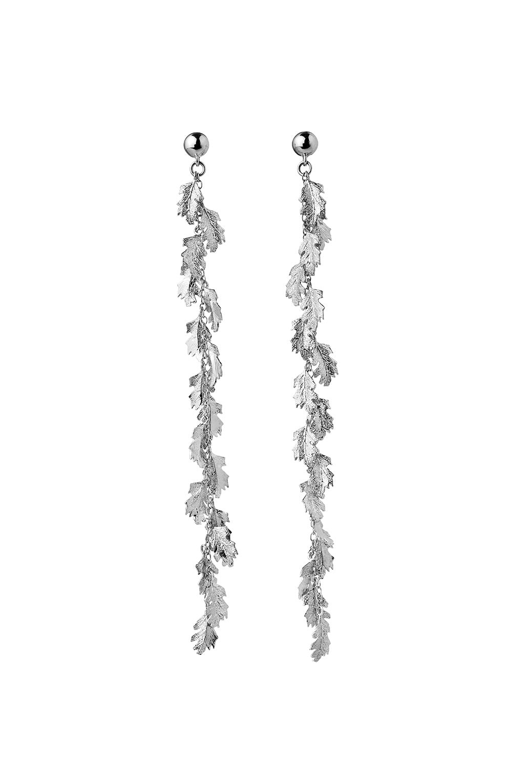 Leaf Drop Earrings Silver