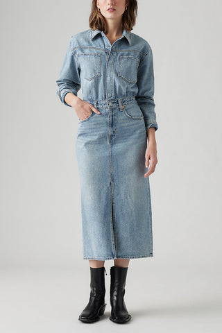 Denim Midi Shirt Dress Feeling This Blue