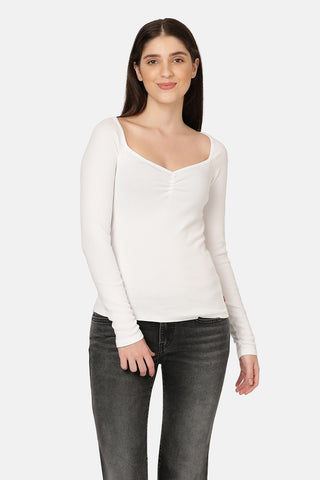 Heavenly Long-Sleeve Top White