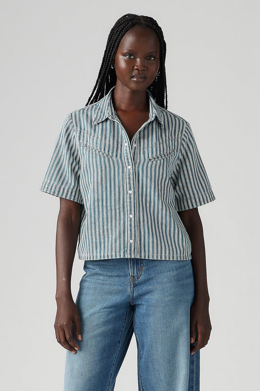 Rinoa Camp Shirt Mischa Stripe Denim