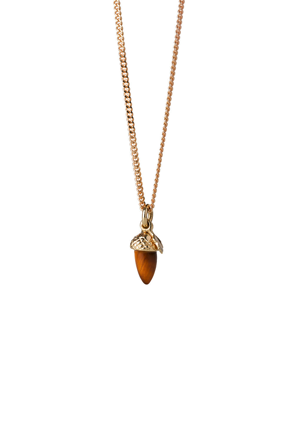 Micro Acorn and Leaf Necklace Gold