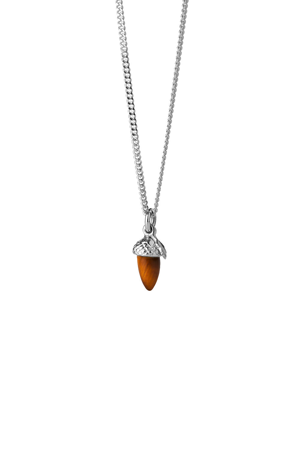 Micro Acorn and Leaf Necklace Silver