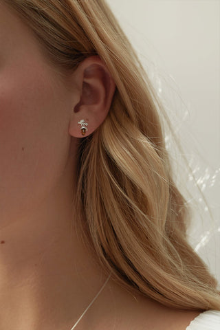 Micro Acorn and Leaf Studs Gold