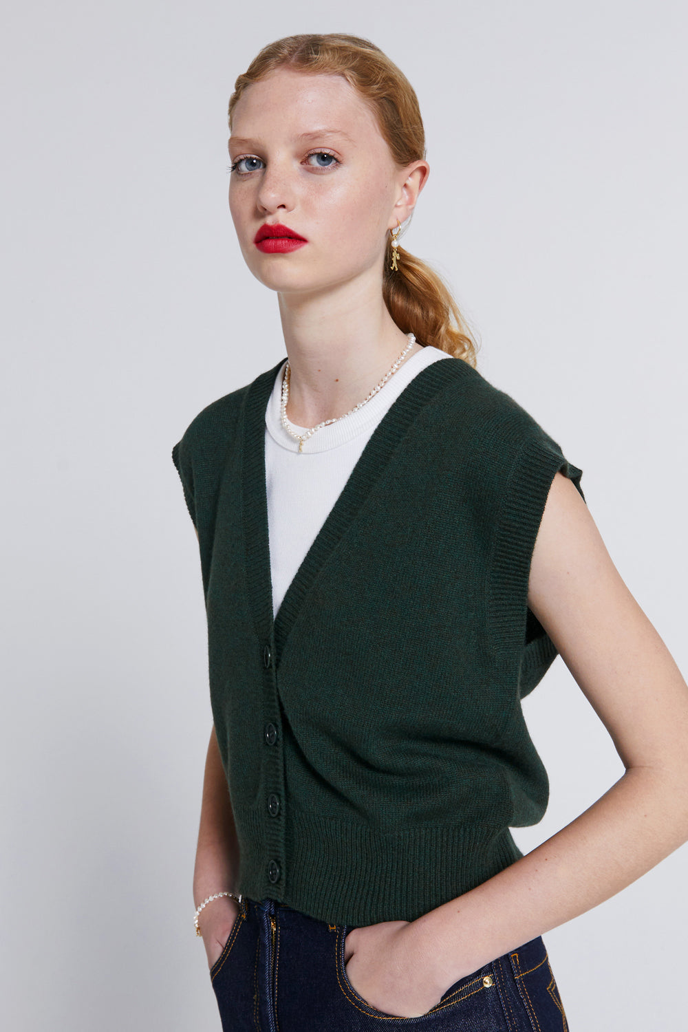 Mina Button Up Cashmere Vest