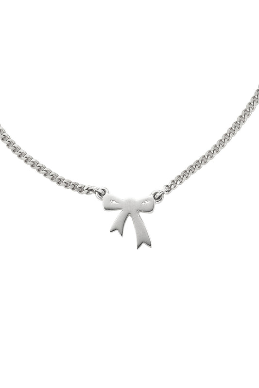 Mini Bow Necklace Silver