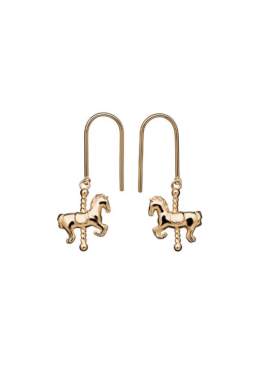 Mini Carousel Horse Earrings Gold