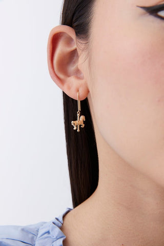 Mini Carousel Horse Earrings Gold