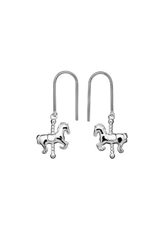 Mini Carousel Horse Earrings Silver