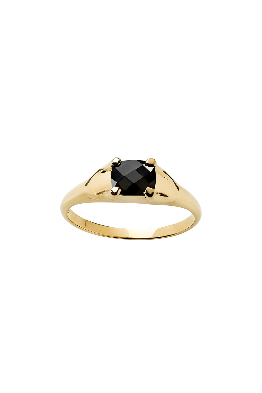 Mini Chequerboard Ring 6x5mm Gold & Onyx