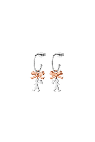 Mini Girl with a Bow Hoops Silver/Rose Gold