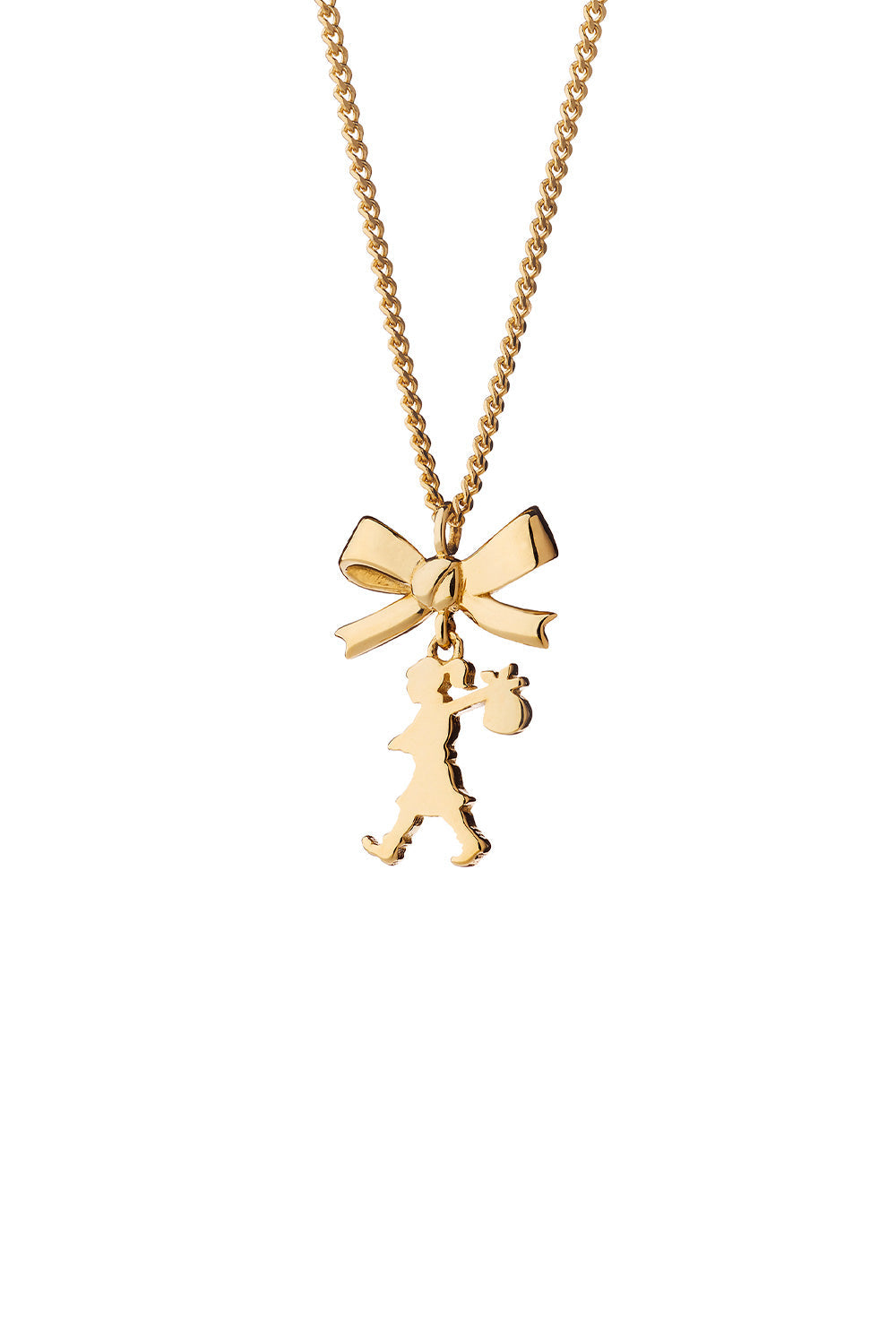 Mini Girl with a Bow Necklace Gold