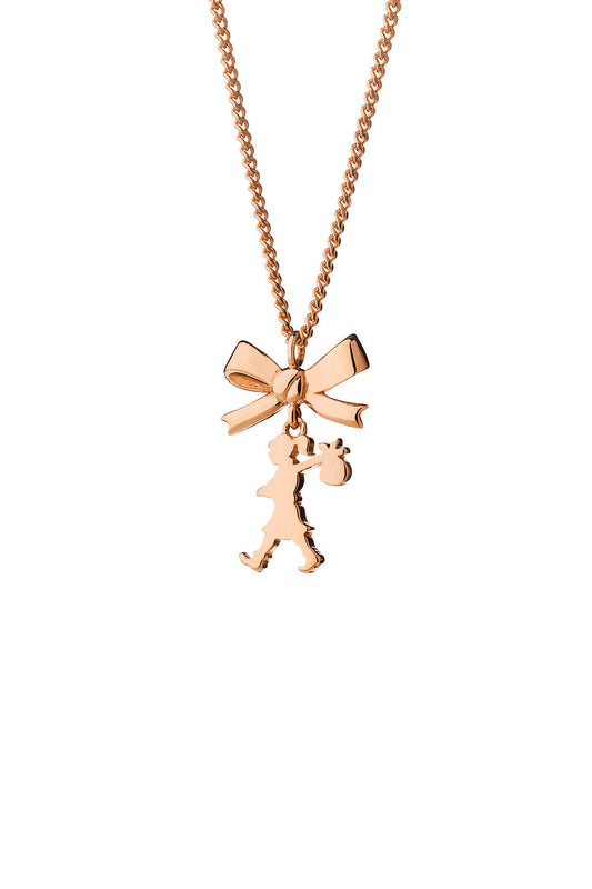 Mini Girl with a Bow Necklace Rose Gold