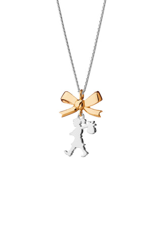 Mini Girl with a Bow Necklace Silver/Gold