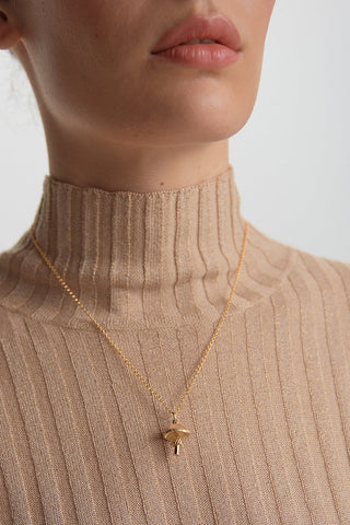 Mushroom Necklace Gold