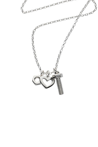 Nut, Bolt & Heart Pendant Silver